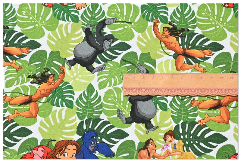 Tarzan Junior II 2 Prints! 1 Yard Light Thickness Cotton Fabric, Fabric by Yard, Yardage Cotton Fabrics for Style Clothes, Bags