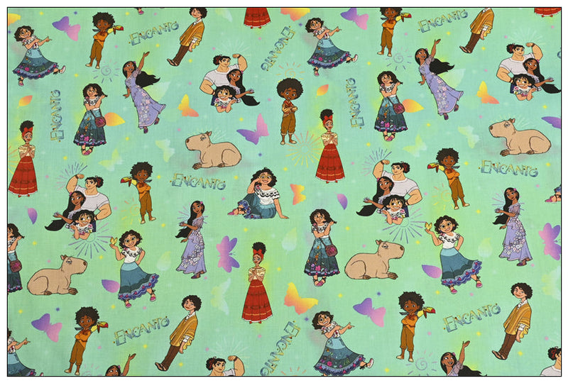 Mirabel Madrigal with IIama and Jaguar Encanto Characters 2 print! 1 Yard Quality Medium Thickness Plain Poly Fabric, Fabric by Yard, Yardage Fabrics