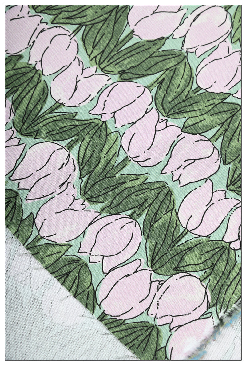 Tulips 2 color! 1 Yard High Quality Stiff Cotton Toile Fabric, Fabric by Yard, Yardage Cotton Canvas Fabrics for Bags