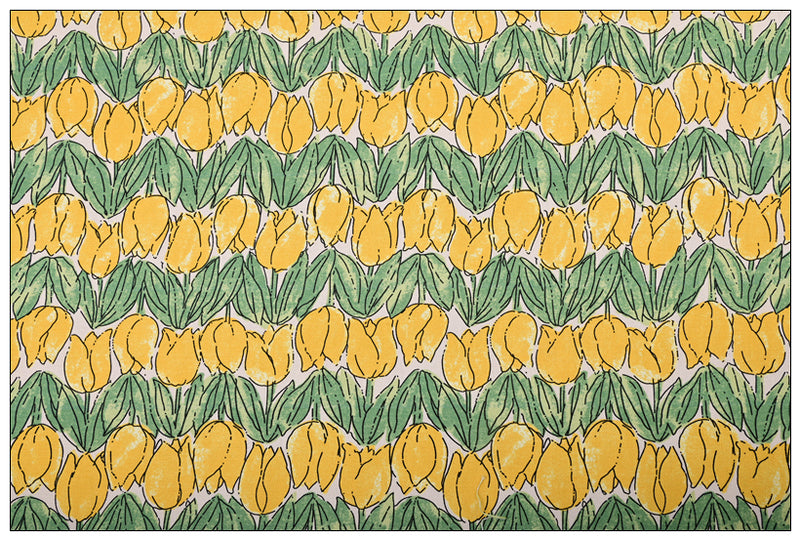 Tulips 2 color! 1 Yard High Quality Stiff Cotton Toile Fabric, Fabric by Yard, Yardage Cotton Canvas Fabrics for Bags