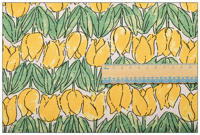 Tulips 2 color! 1 Yard High Quality Stiff Cotton Toile Fabric, Fabric by Yard, Yardage Cotton Canvas Fabrics for Bags