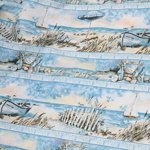 Lakeside Scenery blue! 1 Yard Medium Thickness Cotton Fabric, Fabric by Yard, Yardage Cotton Fabrics for Style Clothes, Bags