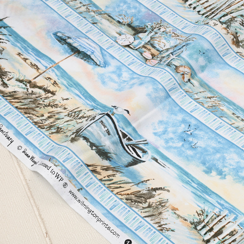 Lakeside Scenery blue! 1 Yard Medium Thickness Cotton Fabric, Fabric by Yard, Yardage Cotton Fabrics for Style Clothes, Bags