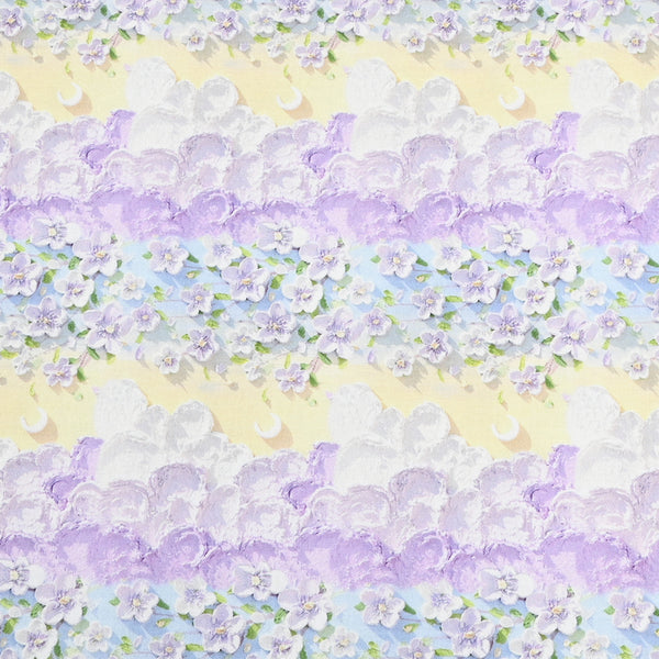 Embossment 3D Floral! 1 Yard Medium Digital Printed Cotton Fabric by Half Yard for Style Clothes, Bags