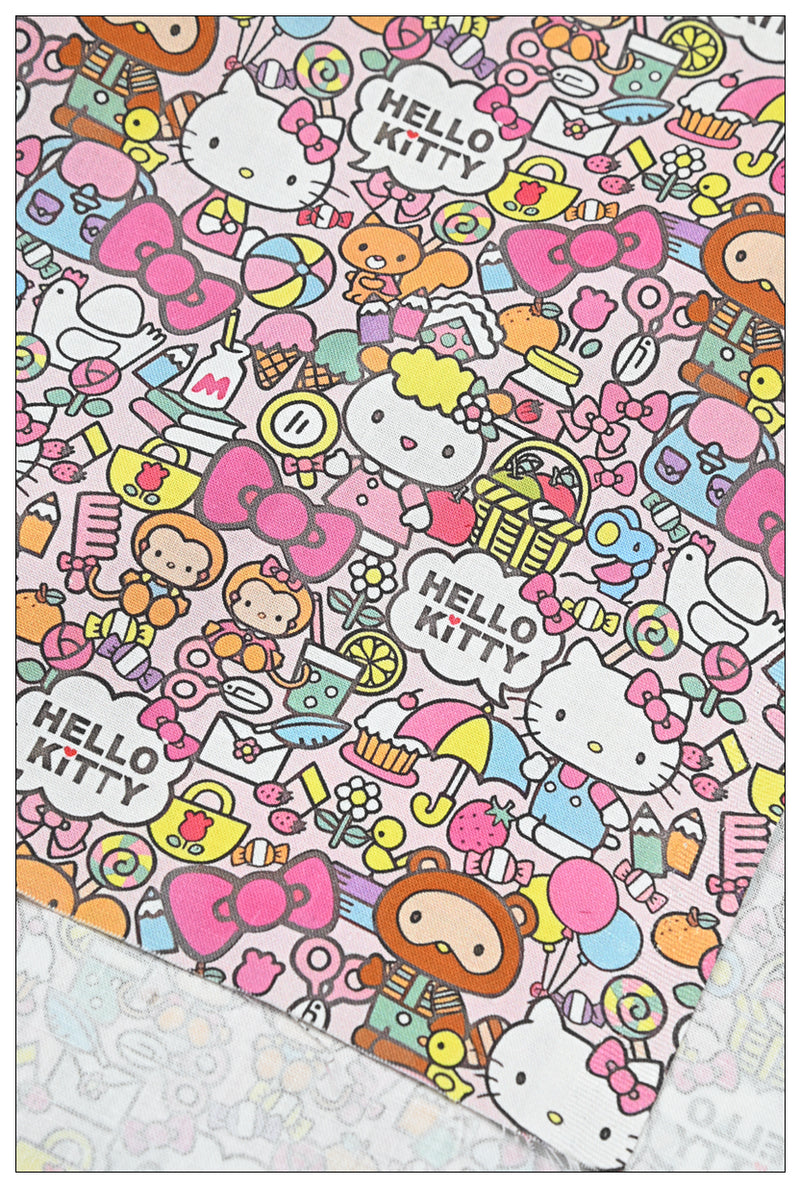 Hello Kitty and Sanrio Friends 4 Prints! 1 Yard Medium Thickness Plain Cotton Fabric, Fabric by Yard, Yardage