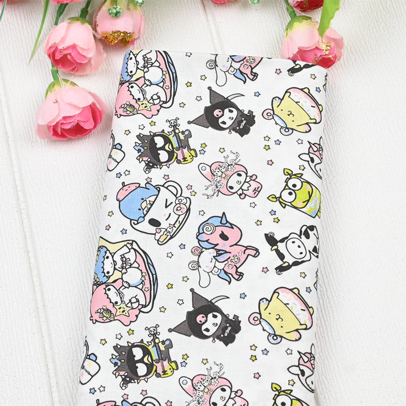 Hello Kitty and Sanrio Friends 4 Prints! 1 Yard Medium Thickness Plain Cotton Fabric, Fabric by Yard, Yardage