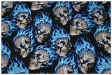 Blue Fire Skulls ! 1 Yard Medium Thickness Plain Cotton Fabric, Fabric by Yard, Yardage Cotton Fabrics for  Style Garments, Bags