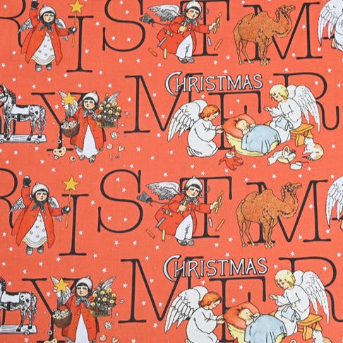 Christmas Angels Girls! 1 Yard Medium Thickness Plain Cotton Fabric, Fabric by Yard, Yardage Cotton Fabrics for Clothes Crafts