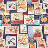 Cherries Fruit Cherry Food Retro Stamps! 1 Yard Medium Digital Printed Cotton Oxford Fabric by Half Yard for Style Clothes, Bags