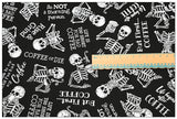 Coffee or Die Skulls Black and White 3 prints! 1 Yard Medium Thickness Plain Cotton Fabric, Fabric by Yard, Yardage Cotton Fabrics for Clothes Crafts