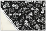 Coffee or Die Skulls Black and White 3 prints! 1 Yard Medium Thickness Plain Cotton Fabric, Fabric by Yard, Yardage Cotton Fabrics for Clothes Crafts