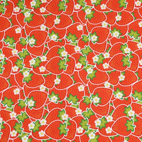 Strawberries red! 1 Yard Medium Digital Printed Cotton Oxford Fabric by Yard for Style Clothes, Bags