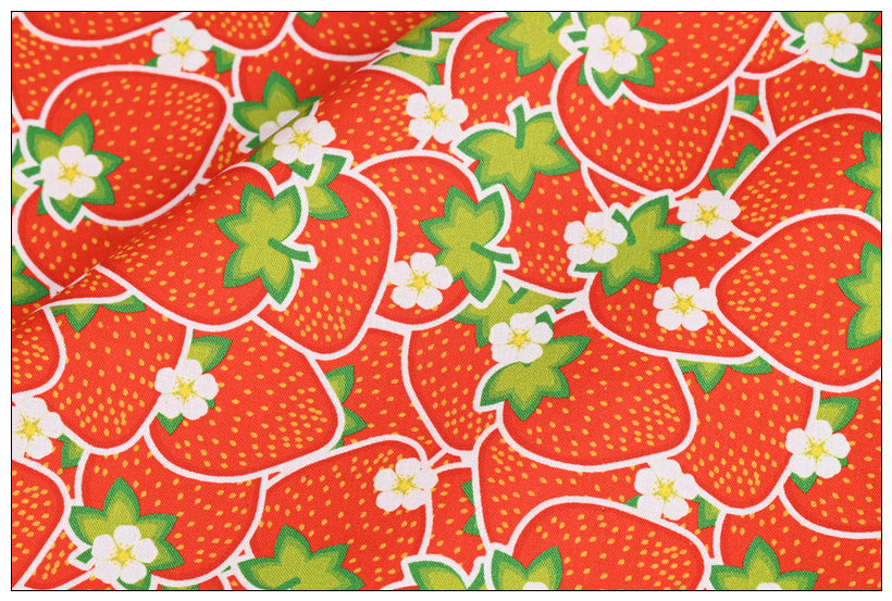 Strawberries red! 1 Yard Medium Digital Printed Cotton Oxford Fabric by Yard for Style Clothes, Bags