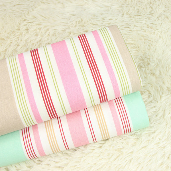 Sheet Stripes Retro Pattern! 1 Meter Medium Cotton Fabric by Yard, Yardage Cotton Fabrics Style Garments, Bags