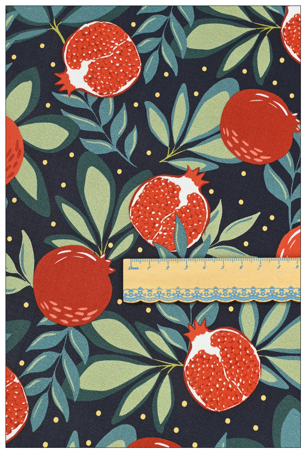 Pomegranate Fruit black! 1 Yard Quality Stiff Cotton Toile Canvas Fabric by Yard, Yardage Cotton Canvas Fabrics for Bags