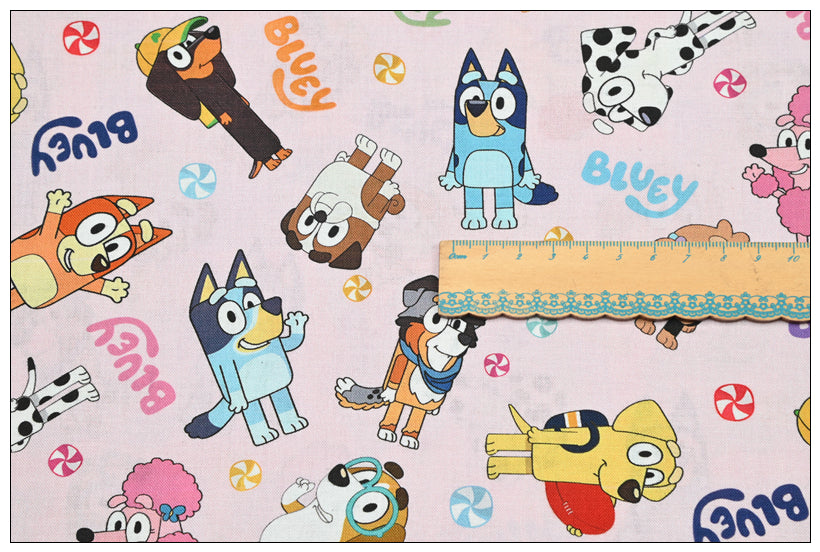 Bluey the Aussie Cartoon Dog 2024 8 prints! 1 Yard Quality Medium Thickness Plain Cotton Fabric, Fabric Aussie 2405 (Copy)