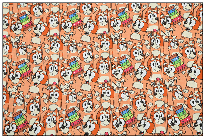 Bluey the Aussie Cartoon Dog 2024 8 prints! 1 Yard Quality Medium Thickness Plain Cotton Fabric, Fabric Aussie 2405 (Copy)