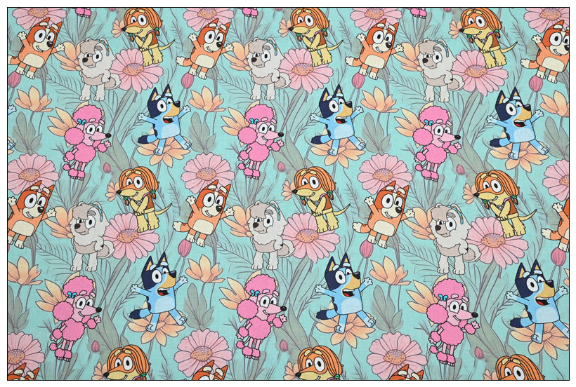 Bluey the Aussie Cartoon Dog 2024 8 prints! 1 Yard Quality Medium Thickness Plain Cotton Fabric, Fabric Aussie 2405 (Copy)