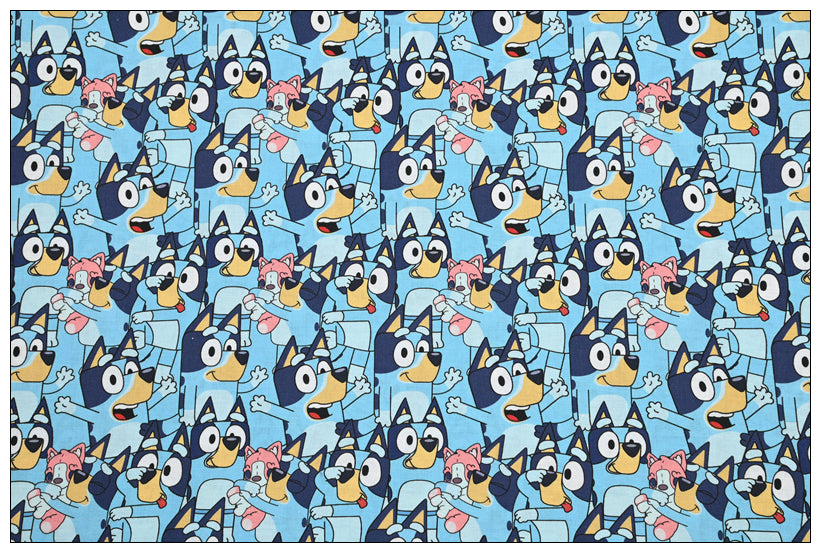 Bluey the Aussie Cartoon Dog 2024 8 prints! 1 Yard Quality Medium Thickness Plain Cotton Fabric, Fabric Aussie 2405 (Copy)