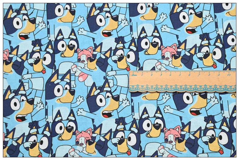 Bluey the Aussie Cartoon Dog 2024 8 prints! 1 Yard Quality Medium Thickness Plain Cotton Fabric, Fabric Aussie 2405 (Copy)