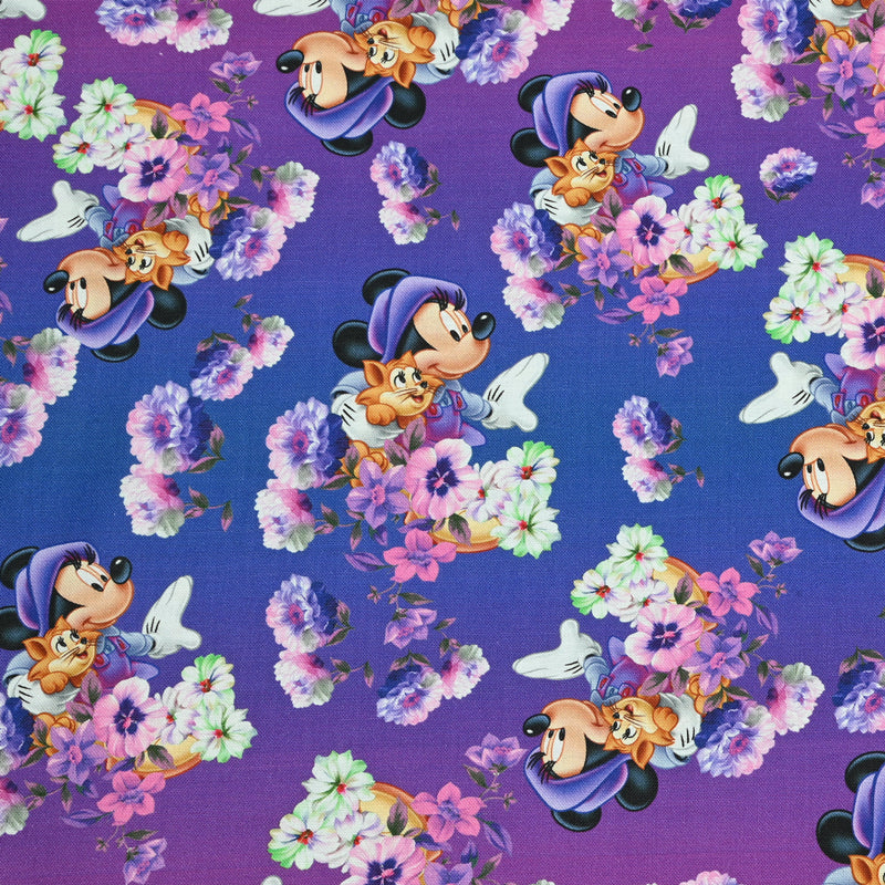 Mickey with Purple Flowers! 1 Yard Plain Cotton Fabric by Yard, Yardage Cotton Fabrics for Style Craft Bags (Copy) (Copy)