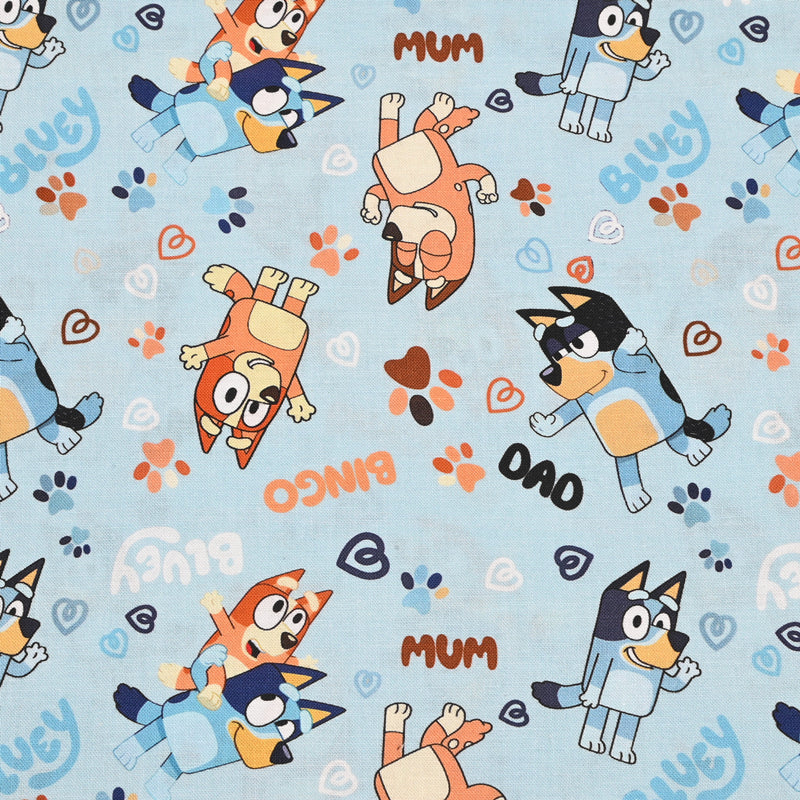 Bluey the Aussie Dingo 2024 9 prints! 1 Yard Quality Medium Thickness Plain Cotton Fabric, Fabric Aussie 2405