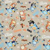 Bluey the Aussie Dingo 2024 9 prints! 1 Yard Quality Medium Thickness Plain Cotton Fabric, Fabric Aussie 2405