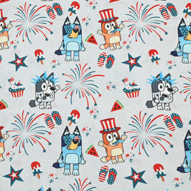 Bluey the Aussie Cartoon Dog 2024 8 prints! 1 Yard Quality Medium Thickness Plain Cotton Fabric, Fabric Aussie 2405 (Copy)