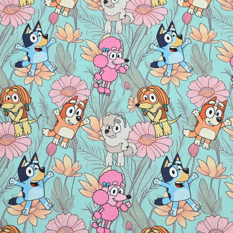 Bluey the Aussie Cartoon Dog 2024 8 prints! 1 Yard Quality Medium Thickness Plain Cotton Fabric, Fabric Aussie 2405 (Copy)