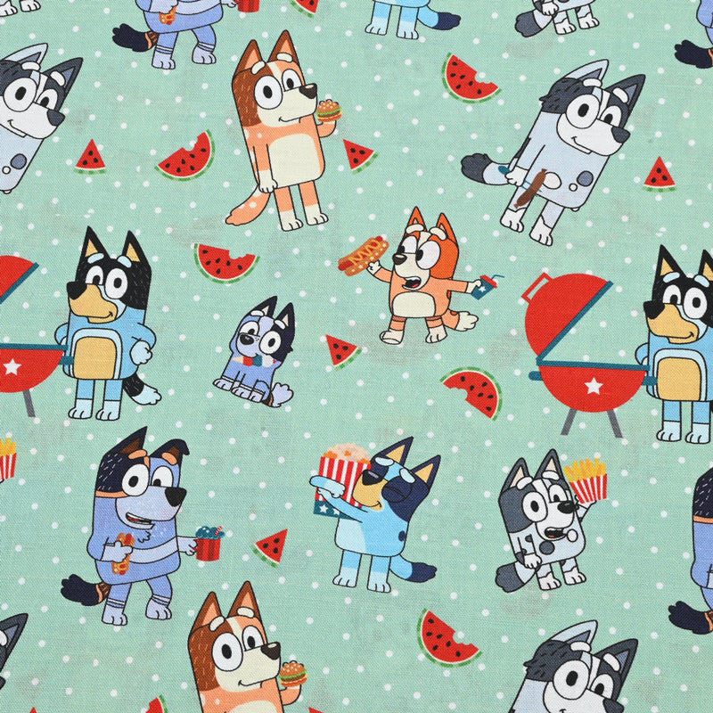 Bluey the Aussie Cartoon Dog 2024 8 prints! 1 Yard Quality Medium Thickness Plain Cotton Fabric, Fabric Aussie 2405 (Copy)