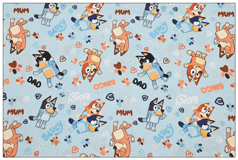 Bluey the Aussie Dingo 2024 9 prints! 1 Yard Quality Medium Thickness Plain Cotton Fabric, Fabric Aussie 2405