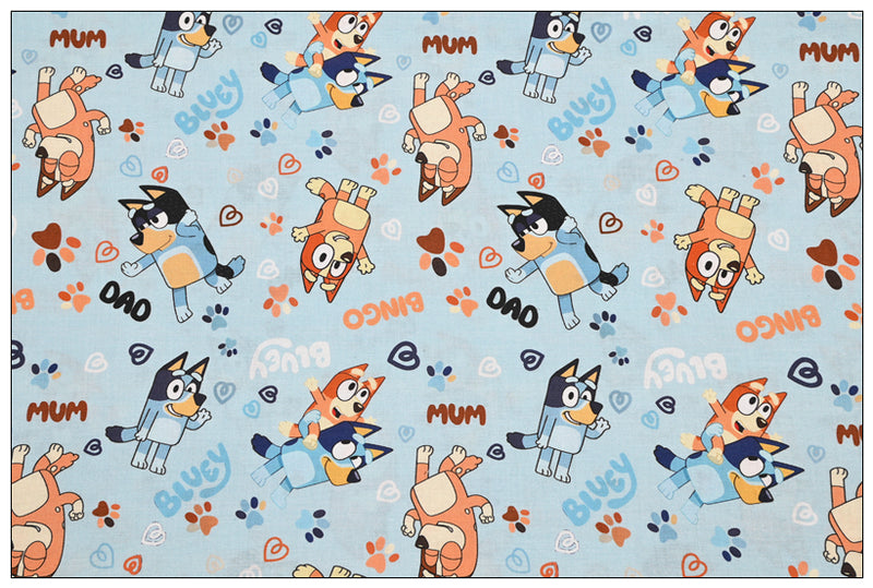 Bluey the Aussie Dingo 2024 9 prints! 1 Yard Quality Medium Thickness Plain Cotton Fabric, Fabric Aussie 2405