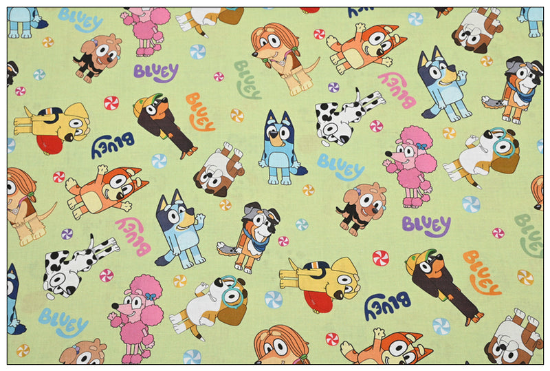 Bluey the Aussie Dingo 2024 9 prints! 1 Yard Quality Medium Thickness Plain Cotton Fabric, Fabric Aussie 2405