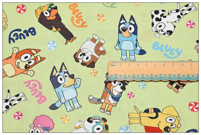 Bluey the Aussie Dingo 2024 9 prints! 1 Yard Quality Medium Thickness Plain Cotton Fabric, Fabric Aussie 2405