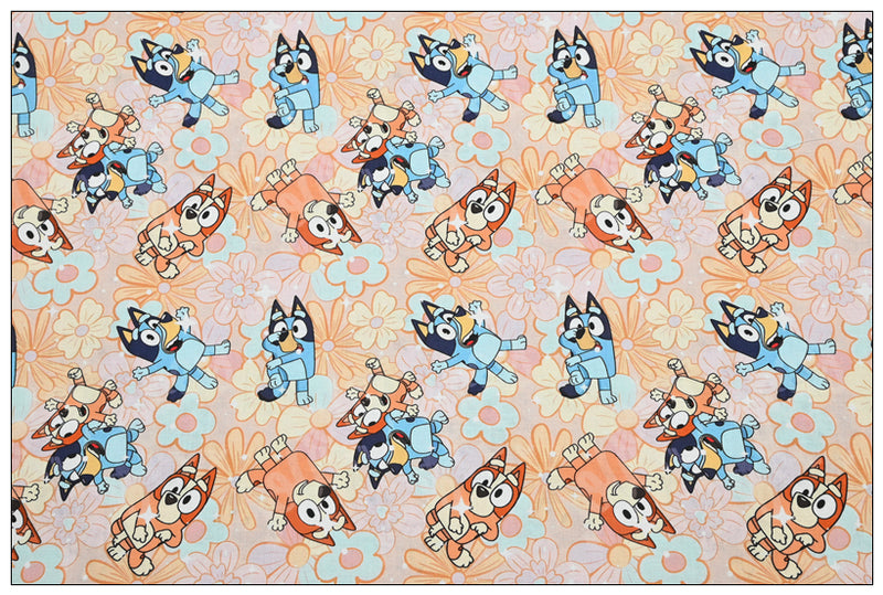 Bluey the Aussie Dingo 2024 9 prints! 1 Yard Quality Medium Thickness Plain Cotton Fabric, Fabric Aussie 2405