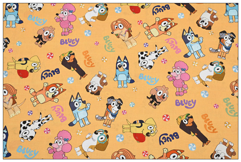 Bluey the Aussie Dingo 2024 9 prints! 1 Yard Quality Medium Thickness Plain Cotton Fabric, Fabric Aussie 2405