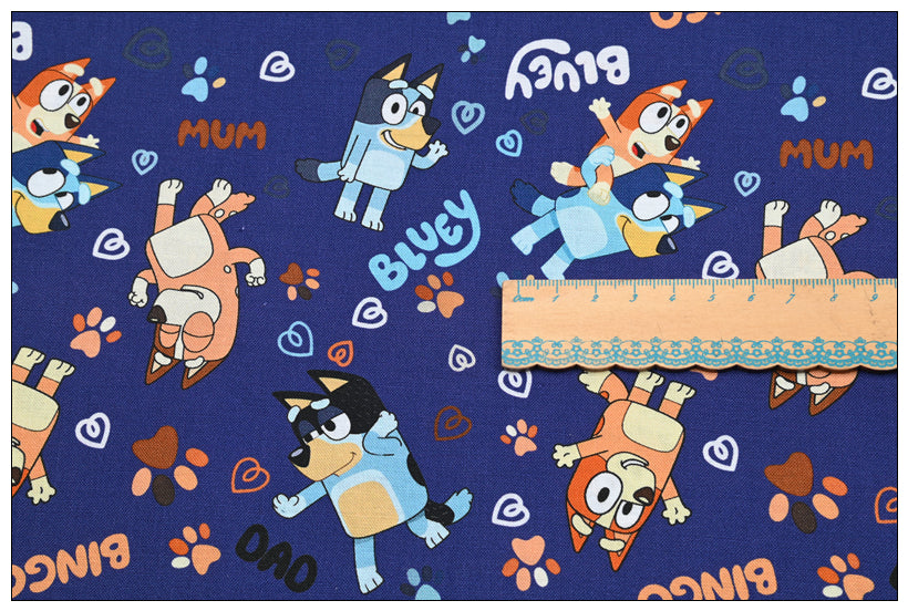 Bluey the Aussie Dingo 2024 9 prints! 1 Yard Quality Medium Thickness Plain Cotton Fabric, Fabric Aussie 2405