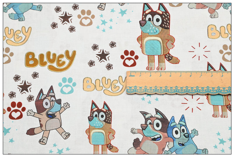 Bluey the Aussie Dingo 2024 9 prints! 1 Yard Quality Medium Thickness Plain Cotton Fabric, Fabric Aussie 2405