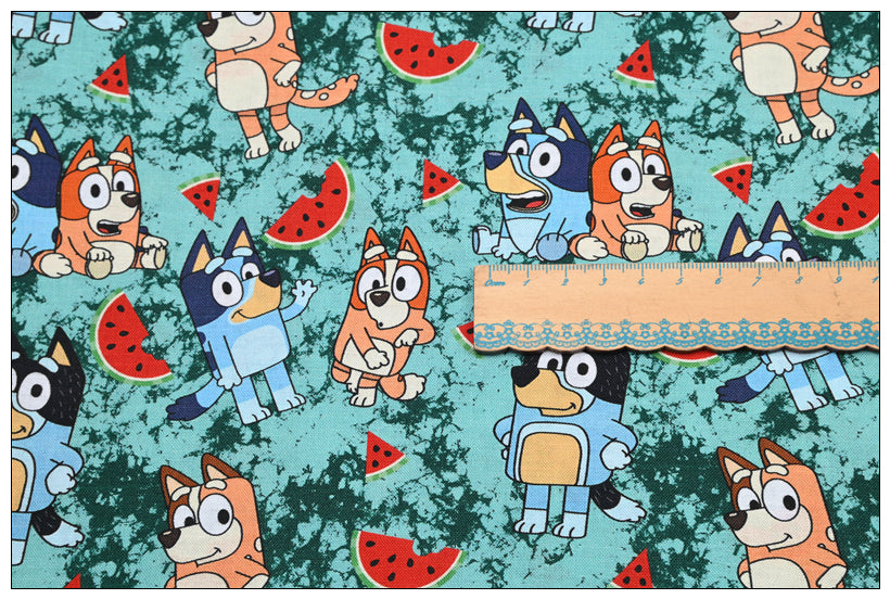 Bluey the Aussie Dingo 2024 9 prints! 1 Yard Quality Medium Thickness Plain Cotton Fabric, Fabric Aussie 2405