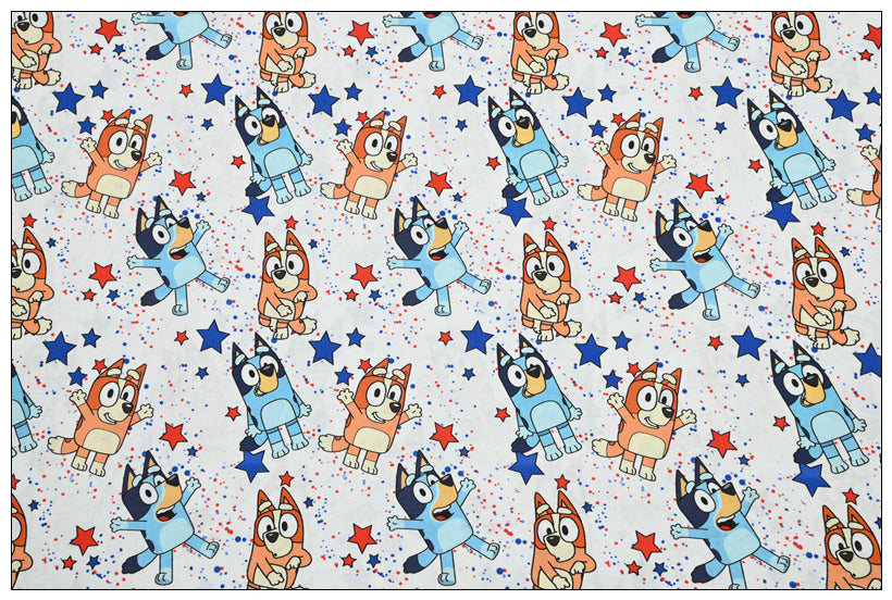 Bluey the Aussie Cartoon Dog 2024 8 prints! 1 Yard Quality Medium Thickness Plain Cotton Fabric, Fabric Aussie 2405 (Copy)