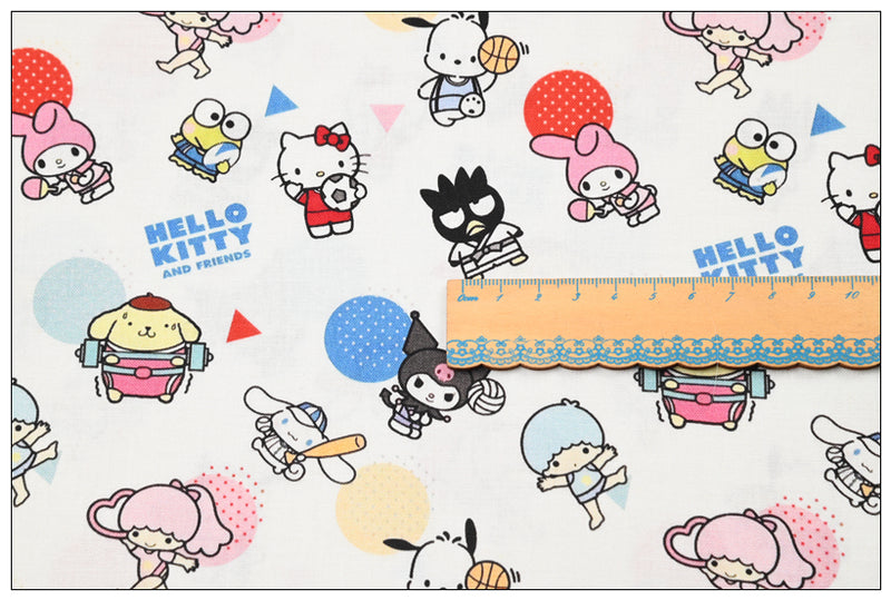 Hello Kitty and Sanrio Friends 3 Prints! 1 Yard Medium Thickness Plain Cotton Fabric, Fabric by Yard, Yardage