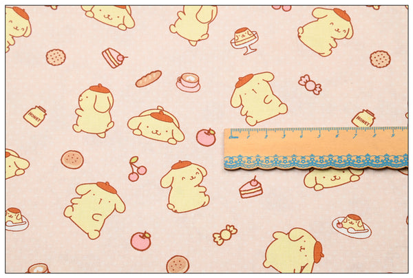 Pompompurin Sanrio Characters 2 Prints! 1 Yard Medium Thickness Plain Cotton Fabric, Fabric by Yard, Yardage