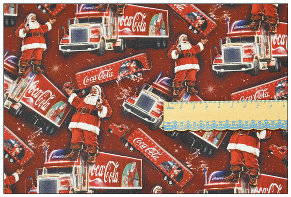 Coke and Santa Clause Coca-Colar Themed ! 1 Yard Medium Thickness Cotton Fabric, Fabric by Yard, Yardage Cotton Fabrics for Style Clothes, Bags