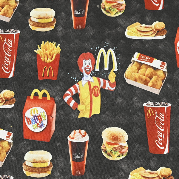 Ronald McDonald McDonald's Themed Black ! 1 Yard Medium Thickness Cotton Fabric, Fabric by Yard, Yardage Cotton Fabrics for Style Clothes, Bags