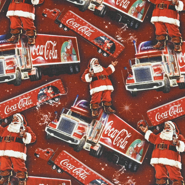 Coke and Santa Clause Coca-Colar Themed ! 1 Yard Medium Thickness Cotton Fabric, Fabric by Yard, Yardage Cotton Fabrics for Style Clothes, Bags