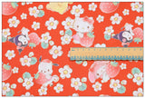 Red Hello Kitty and Sanrio Friends 2 Prints! 1 Yard Medium Thickness Plain Cotton Fabric, Fabric by Yard, Yardage