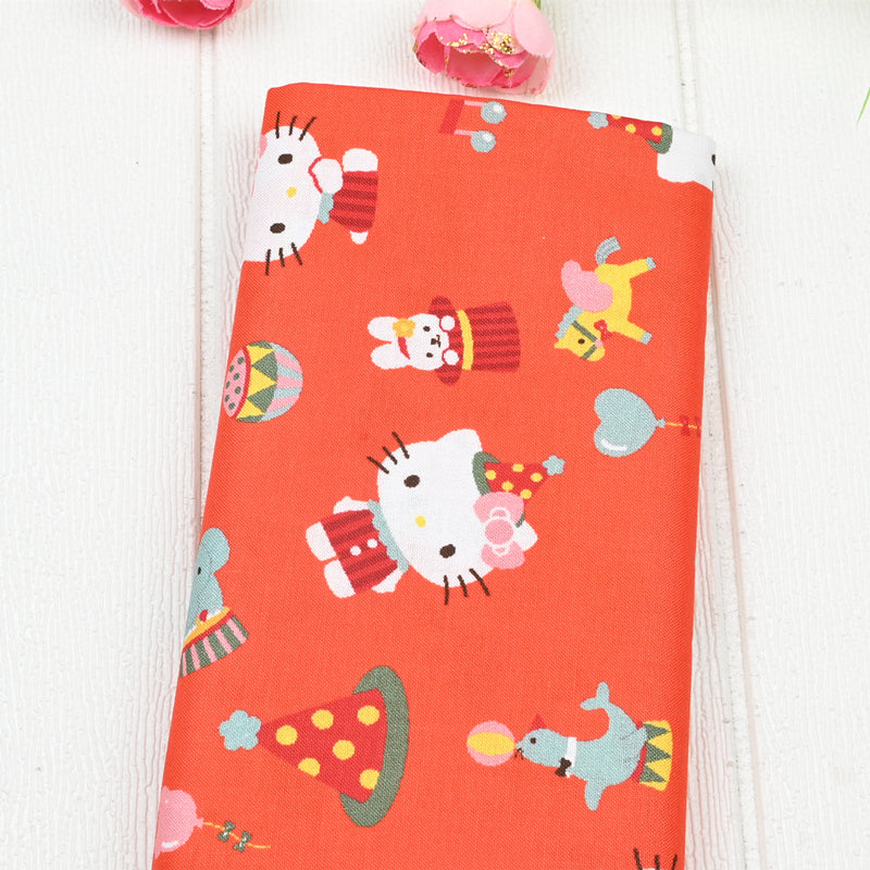 Red Hello Kitty and Sanrio Friends 2 Prints! 1 Yard Medium Thickness Plain Cotton Fabric, Fabric by Yard, Yardage