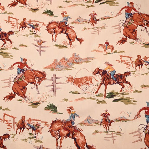 Cowboy and Horse Wild West! 1 Yard Medium Thickness Cotton Fabric, Fabric by Yard, Yardage Cotton Fabrics for Style Clothes, Bags