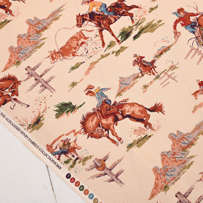 Cowboy and Horse Wild West! 1 Yard Medium Thickness Cotton Fabric, Fabric by Yard, Yardage Cotton Fabrics for Style Clothes, Bags