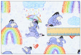 Eeyore the donkey with Rainbow! 1 Yard Medium Thickness Cotton Fabric, Fabric by Yard, Yardage Cotton Fabrics for Style Clothes, Bags